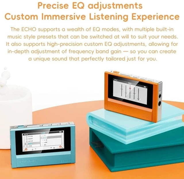 Alt view image 7 of 7 - Echo 4G Hi-Res Digital Audio Player, Dual DAC Bluetooth Music Player, 4.4mm Balanced Output, Color Screen, Portable DAP (SkyBlue 4G)