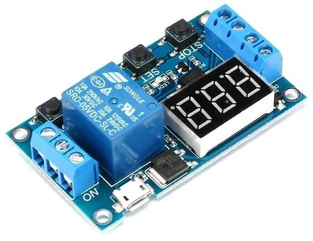 Alt view image 2 of 5 - DC 6-30V Timer Delay Triggered Relay Module 1 Channel Way 5V Multifunction Switch Control Relay Cycle Timer Digit LED Display Micro USB