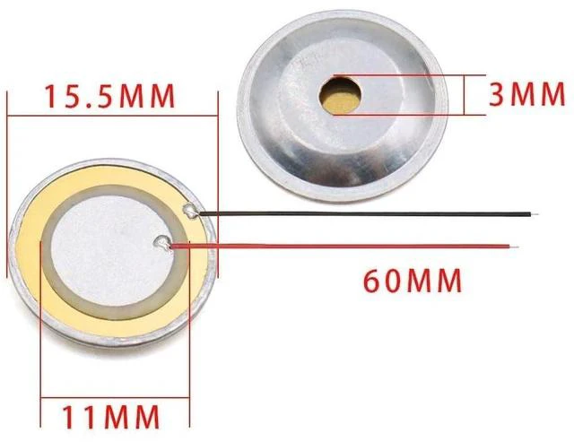 Alt view image 3 of 3 - 30pcs 15mm Copper Plate with Aluminum Casing Wired Piezo Buzzer Element for Drum Triggers Acoustic Sensor CBG Guitar
