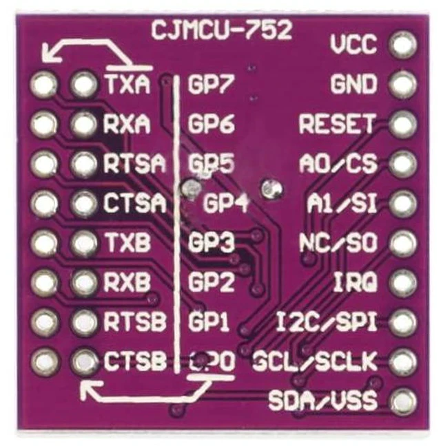 Alt view image 4 of 6 - 2Pcs SC16IS752 I2C SPI to UART Serial Adapter Module, Dual Channel UART Conversion with Pins