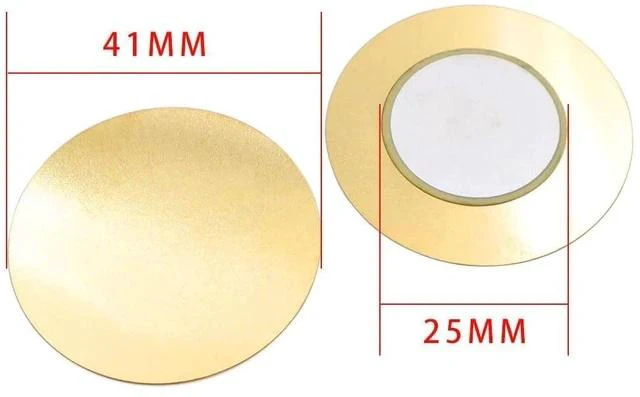 Alt view image 2 of 2 - 30pcs 41mm Copper Plate Piezoelectric Ceramic Disc for DIY Audio Systems Acoustic Sensor Microphone Pickup