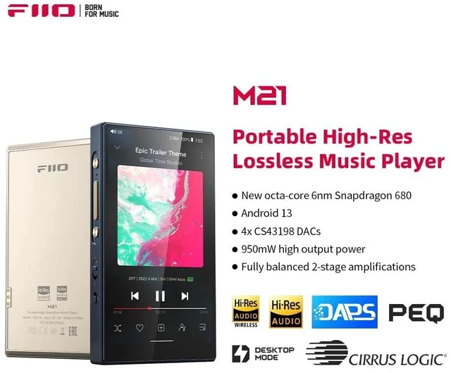 Alt view image 2 of 7 - M21 Android 13 Portable Music Player MP3 Snapdragon 680 4* CS43198 DAC Chips Hi-Res Audio DSD Bluetooth LDAC (Titanium Gold)