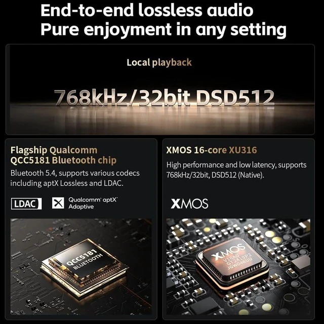 Alt view image 4 of 7 - M27 Android HiFi Music Player, Dual ES9039SPRO DACs, 8GB+256GB with Dual microSD, 5000mW Balanced Amp, 3.5/4.4/6.35mm Outputs, LDAC/aptX Lossless, 31-Band PEQ(Aluminum Alloy Edition)