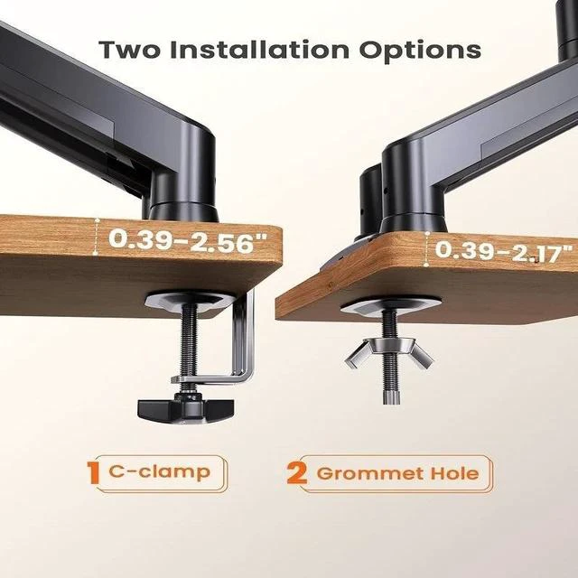 Alt view image 6 of 7 - Adjustable Dual Monitor Stand for 32-Inch Screens 360° Swivel & Tilt Ergonomic Desk Mount for Home and Office Use
