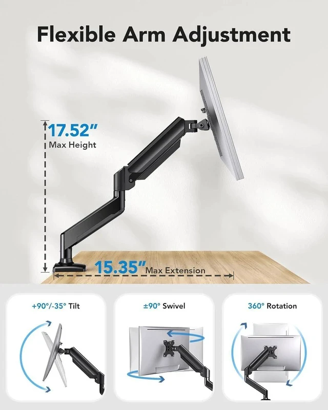 Alt view image 5 of 7 - Monitor Desk Mount Mechanical Arm for Screen Height Adjustment, Ergonomic Lifting Stand