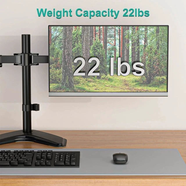 Alt view image 6 of 7 - Freestanding Dual Monitor Desk Stand for 27-Inch Screens Fully Adjustable Ergonomic Mount, 360° Rotation, Supports 2 Displays