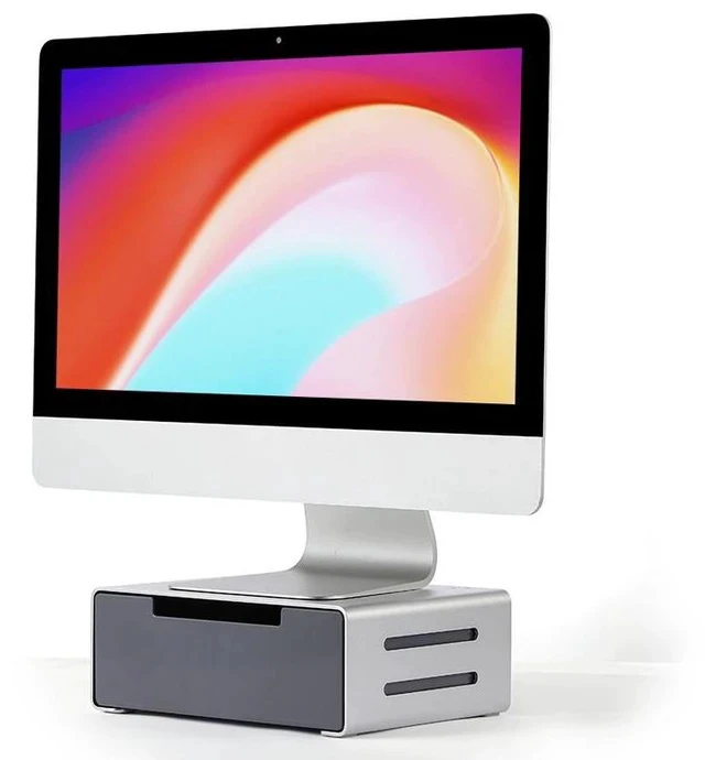 Alt view image 2 of 4 - L26 Aluminum Monitor Stand Riser with Drawer, Adjustable Height Desktop Stand for Monitors & Laptops up to 15.6 Inch, Ergonomic Stand with Storage for Home Office