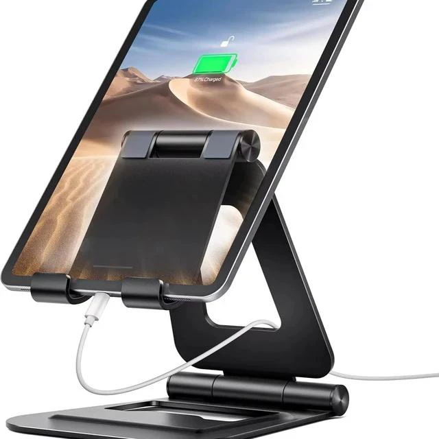 Main image of Aluminum alloy tabletop lazy chair stand - Portable double-fold flatbed stand with adjustable tabletop for live streaming A5 black