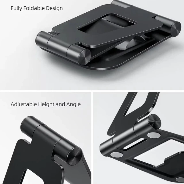 Alt view image 2 of 7 - Aluminum alloy tabletop lazy chair stand - Portable double-fold flatbed stand with adjustable tabletop for live streaming A5 black