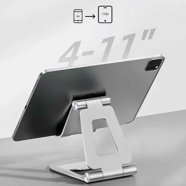 Alt view image 5 of 7 - Aluminum alloy tabletop lazy chair stand - Portable double-fold flatbed stand with adjustable tabletop for live streaming A5 black