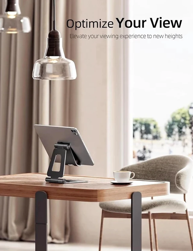 Alt view image 6 of 7 - Aluminum alloy tabletop lazy chair stand - Portable double-fold flatbed stand with adjustable tabletop for live streaming A5 black