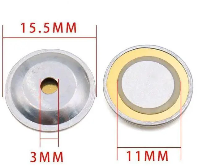 Alt view image 2 of 3 - 30pcs 15mm Copper Plate with Aluminum Casing Piezo Disc Speaker Audio Sensor