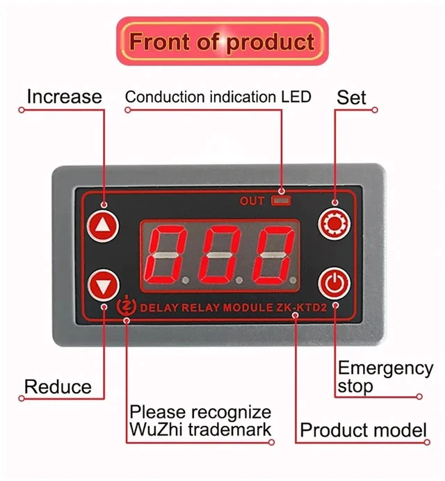 Alt view image 3 of 6 - ZK-KTD2 DC 5-30V Delay Relay Module, 5A Multi-Function Timer for Industrial Automation, Compatible with 5V 12V 24V Systems