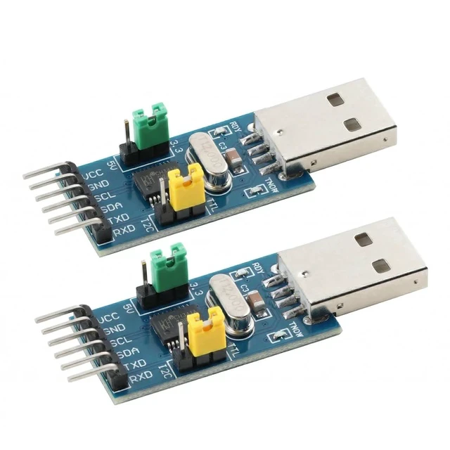 Main image of 2pcs CH341T USB to I2C and UART Serial Converter Module, USBTTL 3.3 V 5 V, Up to 2 Mbps