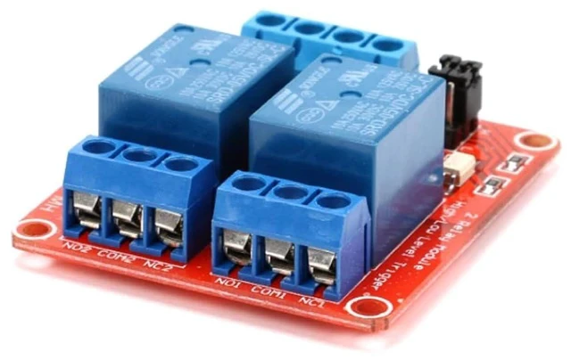 Alt view image 4 of 5 - 2 Pack 5V 2-Channel Relay Module with Optocoupler, Red Expansion Board Supports High/Low Level Trigger 2-Way OPTO