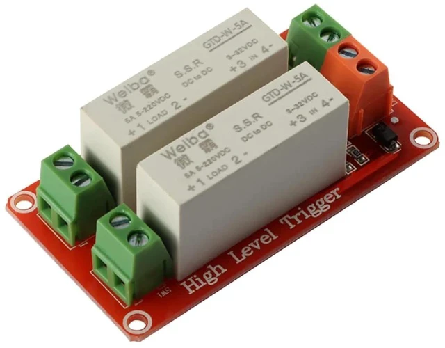 Alt view image 2 of 3 - 5V 1 Channel Solid State Relay Module, High Level Trigger, 5A DC Control (2 Channel)