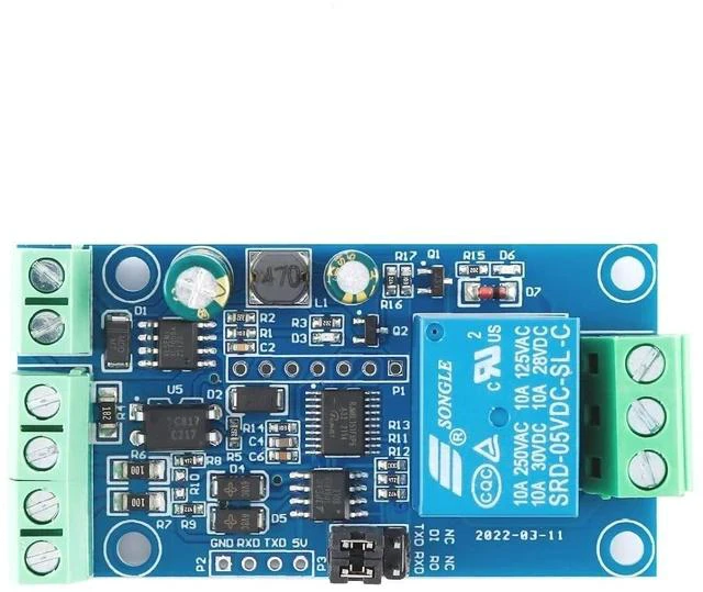 Alt view image 4 of 5 - 2Pcs 1 Channel Switch Relay Module Modbus Rtu Switching Input Output Relays Board with Anti-Reverse Connection Protection RS485 TTL Communication