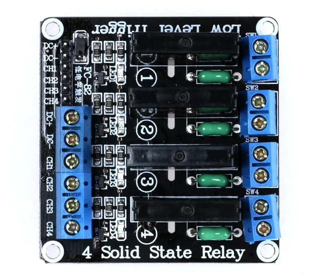 Alt view image 5 of 6 - 4 Channel 5V Low Level Trigger Solid State Relay Module with Fuse, 4 Way 250V 2A for Industrial Control Applications