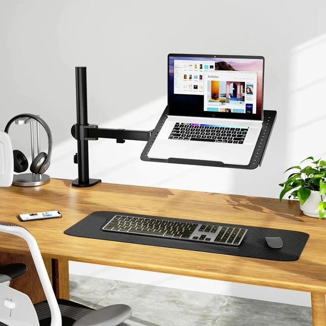 Alt view image 6 of 7 - Laptop Stand with Cooling Rotating Height-Adjustable Ergonomic Desk Stand, Universal Notebook Riser Tray for Standing/Sitting Office