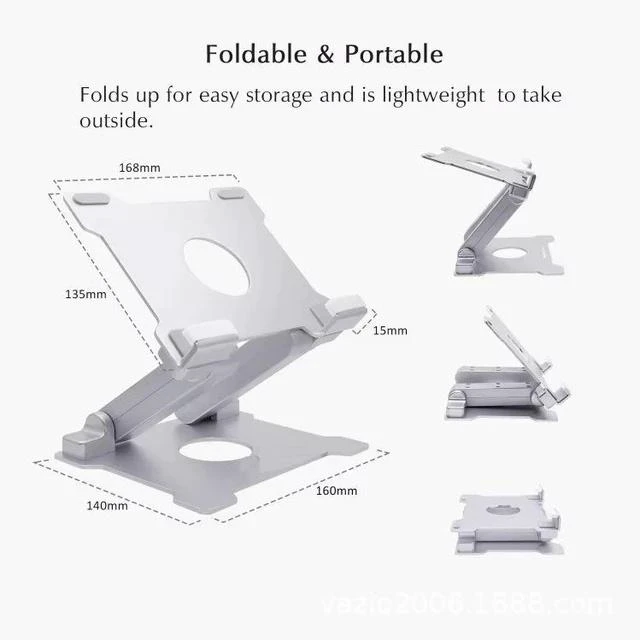 Main image of T27 Portable Folding Aluminum Tablet Stand, Universal Adjustable iPad & Tablet Holder for 6-13 Inch Devices, Lightweight Travel Desktop Stand