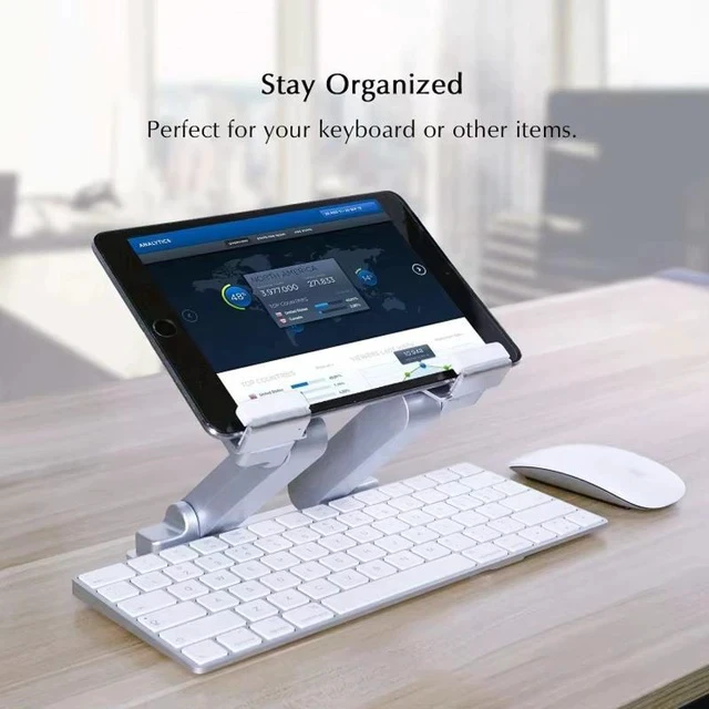 Alt view image 2 of 7 - T27 Portable Folding Aluminum Tablet Stand, Universal Adjustable iPad & Tablet Holder for 6-13 Inch Devices, Lightweight Travel Desktop Stand