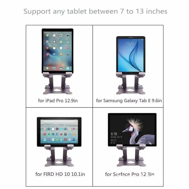 Alt view image 6 of 7 - T27 Portable Folding Aluminum Tablet Stand, Universal Adjustable iPad & Tablet Holder for 6-13 Inch Devices, Lightweight Travel Desktop Stand