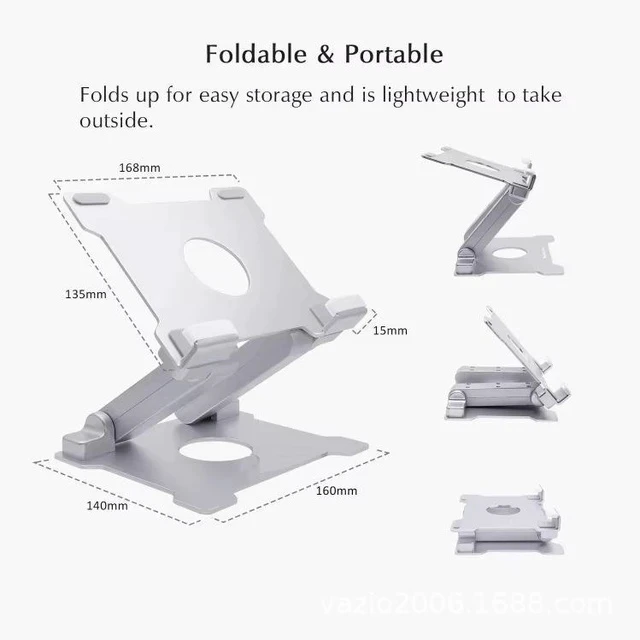 Alt view image 7 of 7 - T27 Portable Folding Aluminum Tablet Stand, Universal Adjustable iPad & Tablet Holder for 6-13 Inch Devices, Lightweight Travel Desktop Stand