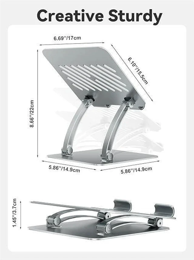 Alt view image 6 of 7 - T84-1 Portable Folding Aluminum Tablet Stand, Gaming Desktop Holder for 4-16.5 Inch Tablets & Phones, Adjustable Angle Game Support Stand, Silver