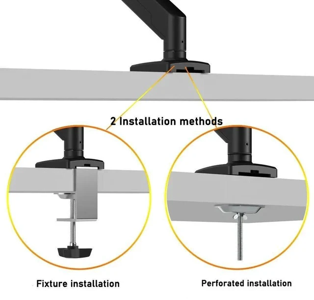 Alt view image 2 of 7 - Gas Spring Monitor Arm for 13-32" Screens 360° Full Motion Adjustment, Ergonomic Desk Mount with Free Rotation & Tilt - black