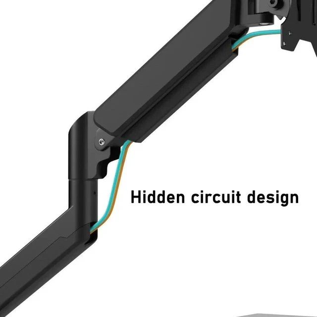 Alt view image 4 of 7 - Gas Spring Monitor Arm for 13-32" Screens 360° Full Motion Adjustment, Ergonomic Desk Mount with Free Rotation & Tilt - black