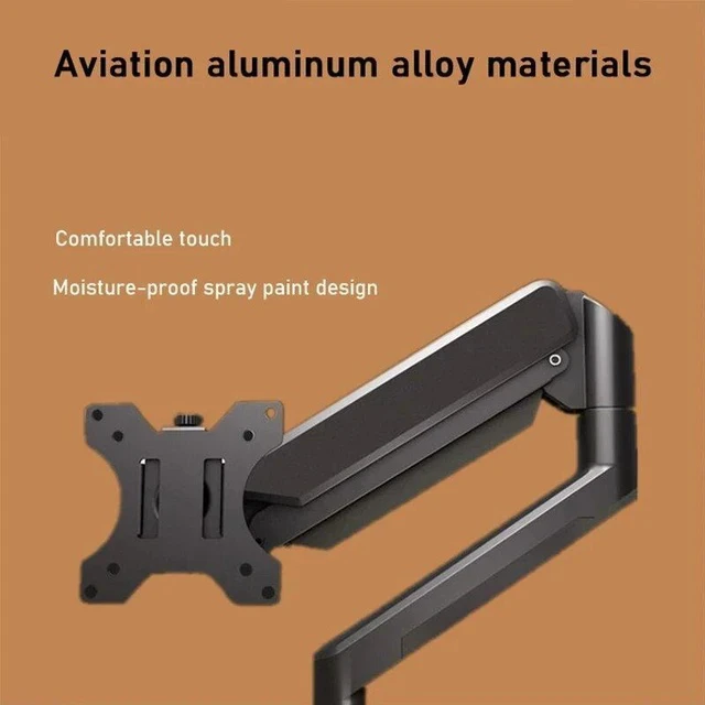Alt view image 5 of 7 - Gas Spring Monitor Arm for 13-32" Screens 360° Full Motion Adjustment, Ergonomic Desk Mount with Free Rotation & Tilt - black