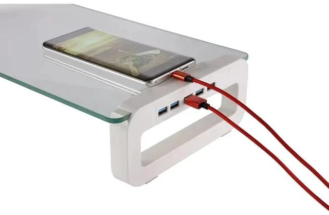 Alt view image 3 of 6 - L2-3 Portable Desktop Monitor Stand Riser, Foldable Monitor Holder with 4-Port USB 3.0 Hub