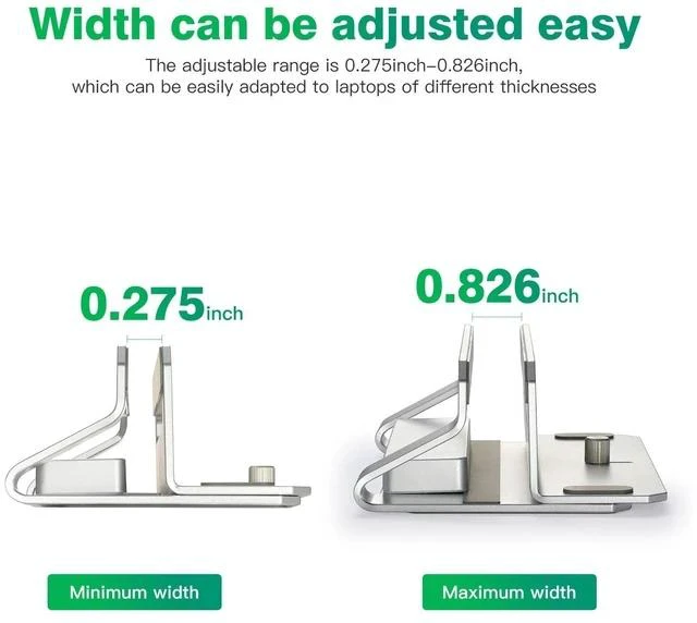 Main image of N51-3 Clip-On Vertical Laptop Stand with 4-Port USB 3.0 Hub, Adjustable Upright Notebook Holder