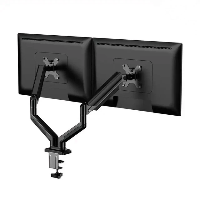 Alt view image 3 of 7 - Dual-Arm Gas Spring Monitor Stand for 13-32" Screens Height-Adjustable Heavy-Duty Base, Supports up to 10kg per Arm