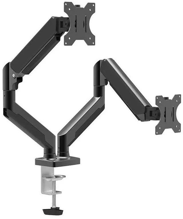 Alt view image 4 of 7 - Dual-Arm Gas Spring Monitor Stand for 13-32" Screens Height-Adjustable Heavy-Duty Base, Supports up to 10kg per Arm