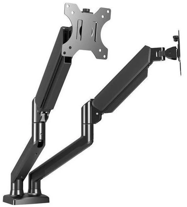 Alt view image 5 of 7 - Dual-Arm Gas Spring Monitor Stand for 13-32" Screens Height-Adjustable Heavy-Duty Base, Supports up to 10kg per Arm