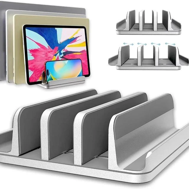 Main image of N17-5 Adjustable Width Vertical Laptop Stand, Aluminum Alloy Desktop Notebook Holder Upright Storage