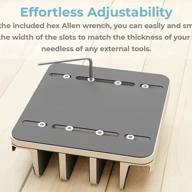 Alt view image 4 of 7 - N17-5 Adjustable Width Vertical Laptop Stand, Aluminum Alloy Desktop Notebook Holder Upright Storage