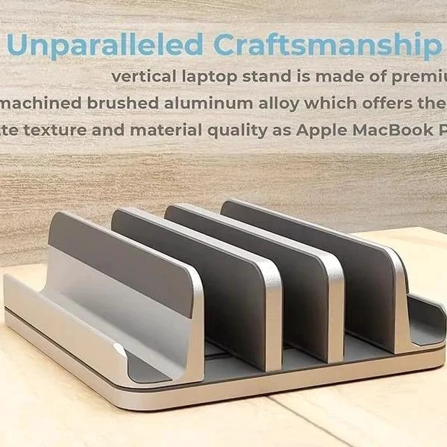 Alt view image 5 of 7 - N17-5 Adjustable Width Vertical Laptop Stand, Aluminum Alloy Desktop Notebook Holder Upright Storage