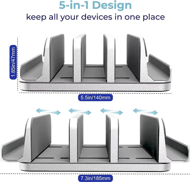 Alt view image 6 of 7 - N17-5 Adjustable Width Vertical Laptop Stand, Aluminum Alloy Desktop Notebook Holder Upright Storage