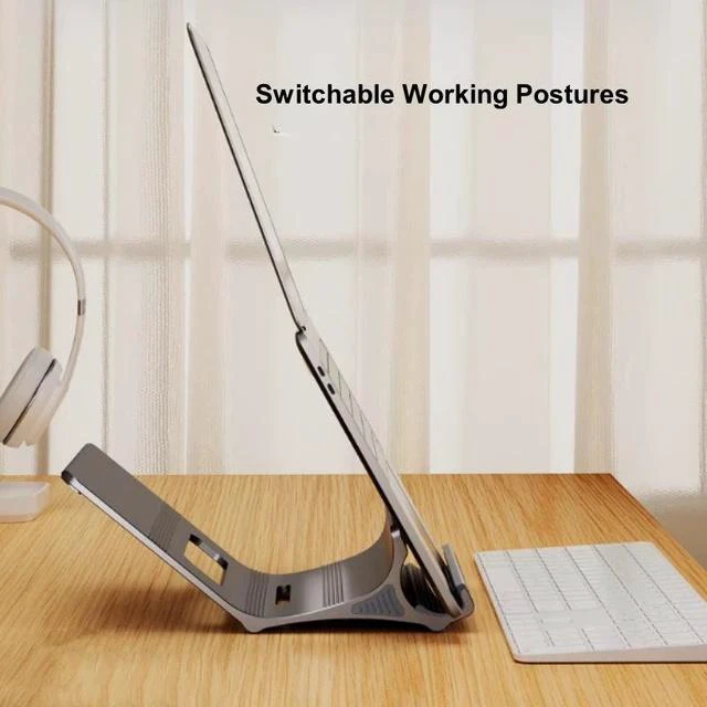 Alt view image 4 of 7 - N96 Aluminum Floating Laptop Stand, Ergonomic Ventilated Notebook Riser Open-Frame Ventilated Notebook Riser Gray