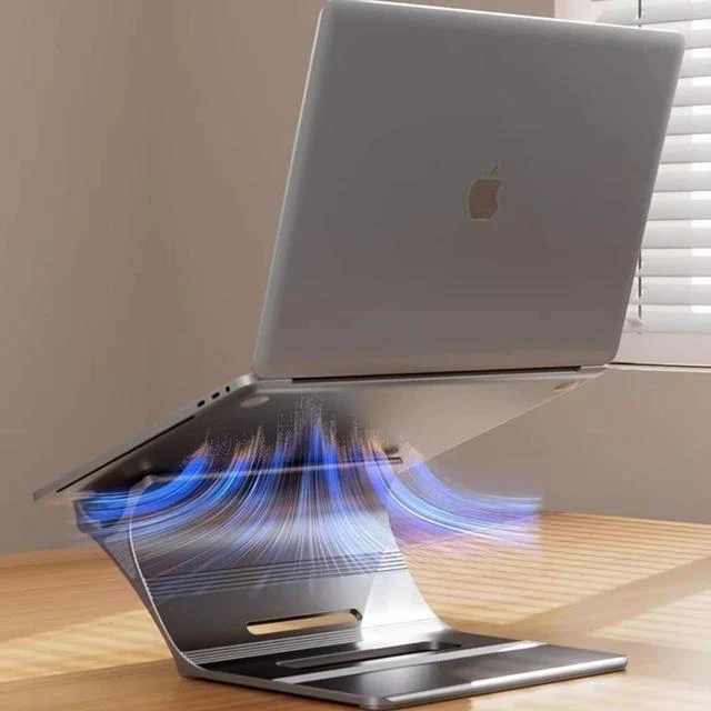 Alt view image 5 of 7 - N96 Aluminum Floating Laptop Stand, Ergonomic Ventilated Notebook Riser Open-Frame Ventilated Notebook Riser Gray