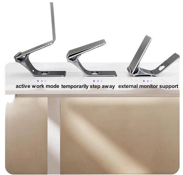 Alt view image 6 of 7 - N96 Aluminum Floating Laptop Stand, Ergonomic Ventilated Notebook Riser Open-Frame Ventilated Notebook Riser Gray