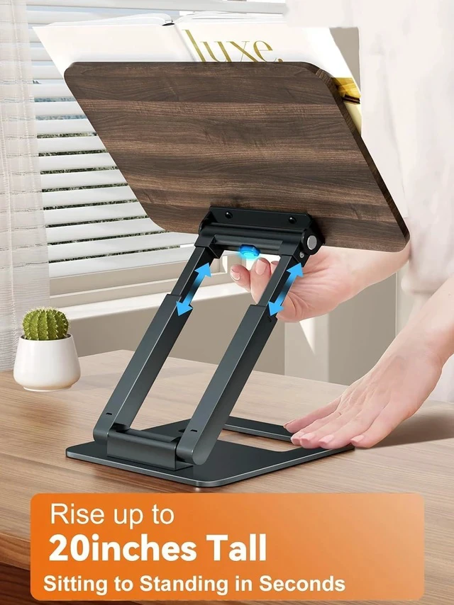Alt view image 3 of 7 - Kids Wooden Reading Stand, Solid Wood Rotating Book Holder for Children, Adjustable Desktop Book Stand for Picture Books & Textbooks, Toddler Learning Book Riser