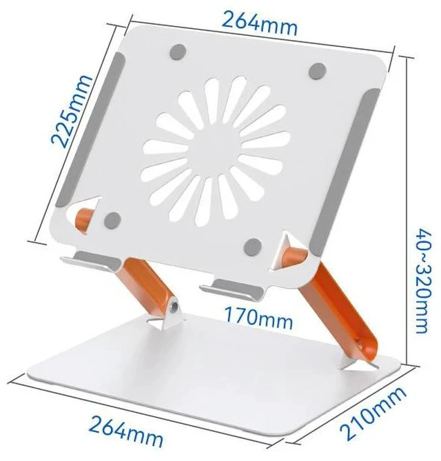Alt view image 6 of 6 - N93-4 Iron Laptop Cooling Stand with Fan & USB 3.0 Hub, Heavy-Duty Metal Notebook Cooler Stand with 4-Port USB 3.0 for 13-16 Inch Laptops, Ergonomic Riser