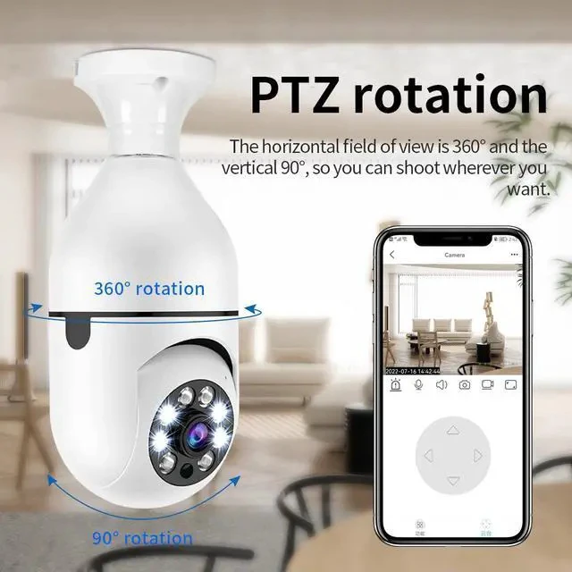 Alt view image 4 of 7 - 2MP Light Bulb Security Camera 1080P HD Night Vision, WiFi Smart Spy Camera, E27 Screw, Indoor / Outdoor Monitoring