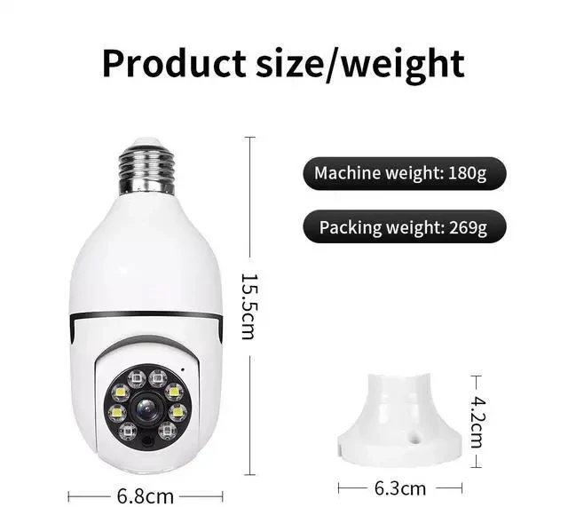 Alt view image 6 of 7 - 2MP Light Bulb Security Camera 1080P HD Night Vision, WiFi Smart Spy Camera, E27 Screw, Indoor / Outdoor Monitoring