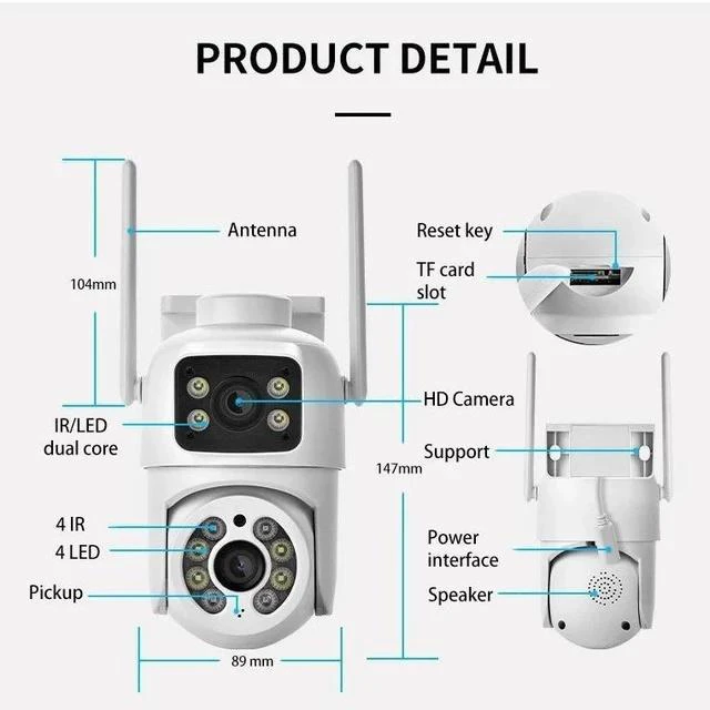 Alt view image 2 of 7 - V380 Dual-Lens WiFi Security Camera Full-Color Night Vision, Outdoor PTZ & Bullet Combo, Human Tracking, Two-Way Audio, US