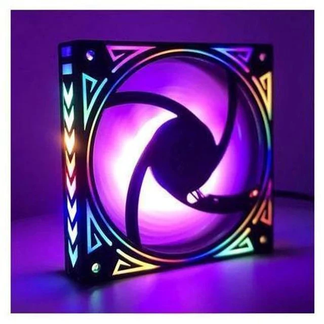 Main image of 6pcs12cm LED fan rainbow iridescence 120mm fan 3pin+molex 4D 12V for pc computer set up gaming radiator cooling fan