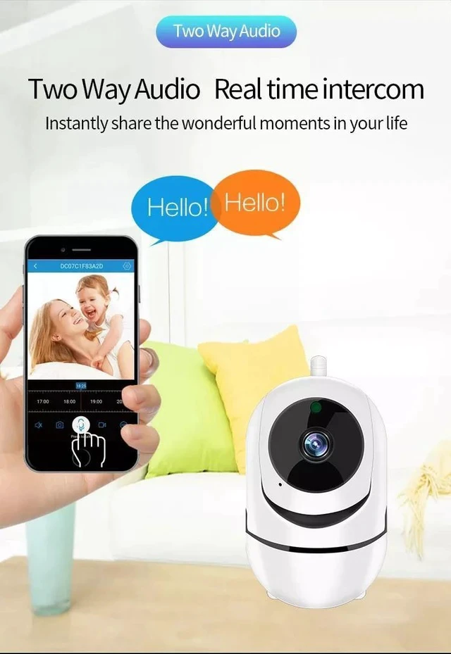 Alt view image 5 of 7 - Single-Antenna Minion-Shaped Smart WiFi Security Camera Infrared HD Night Vision, Wireless Home Surveillance, Motion Detection, Two-Way Audio - white
